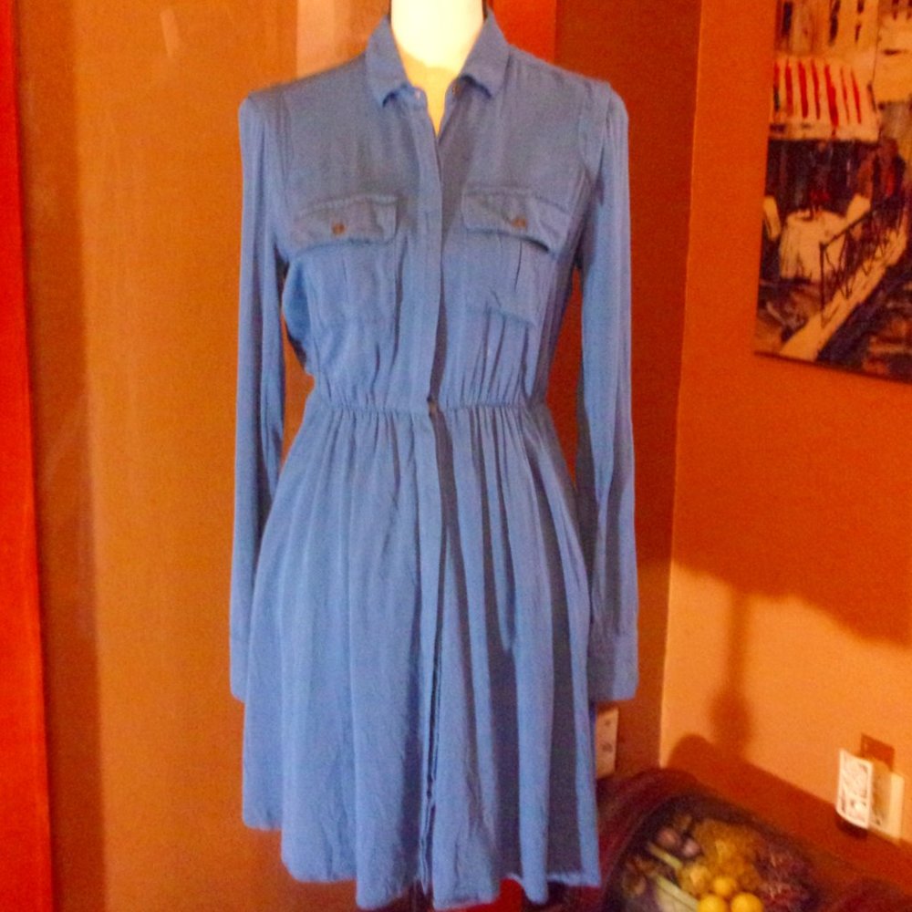 Maeve Chambray Roll Tab Button Front W/Pockets - image 1